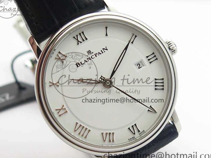 0519 Villeret 6651 SS ZF 1:1 Best Edition White Dial On Black Leather Strap A Practical 8098